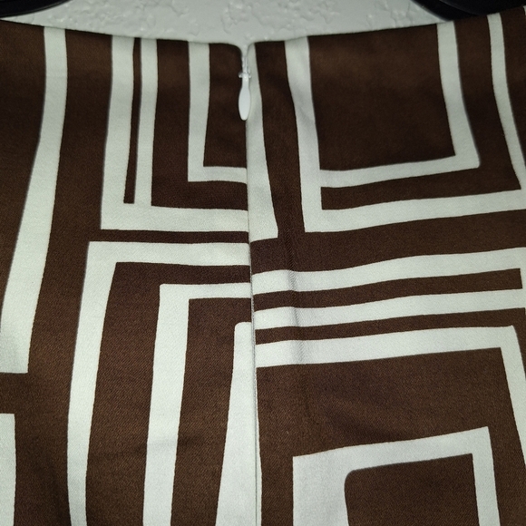 TALBOTS Petite Brown White Sleeveless Cotton Spandex Stretch Sheath Dress Size 8 - Picture 5 of 11